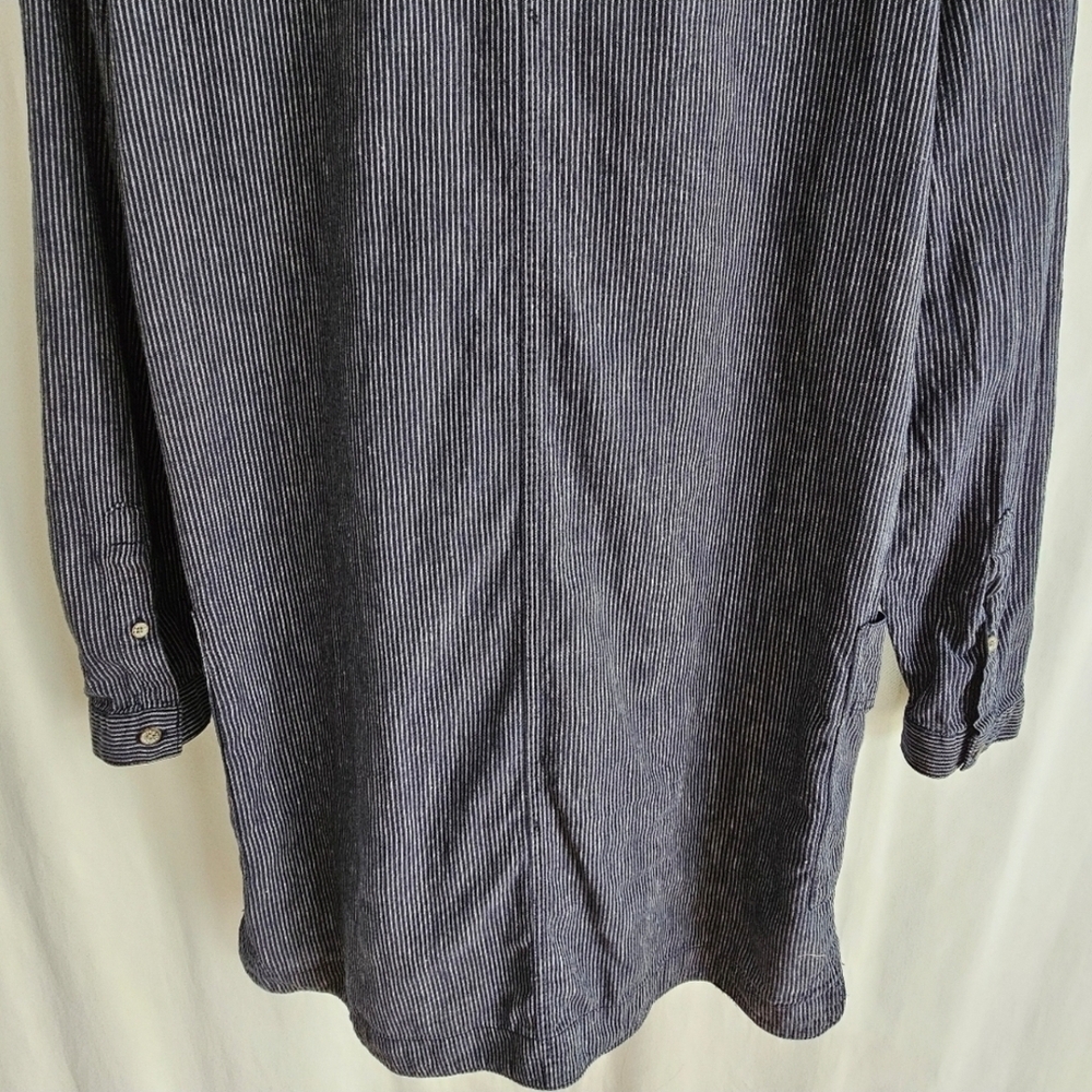 🇨🇦 Roots Navy Blue Stripe Hemp Shirt Dress - Picture 10 of 16